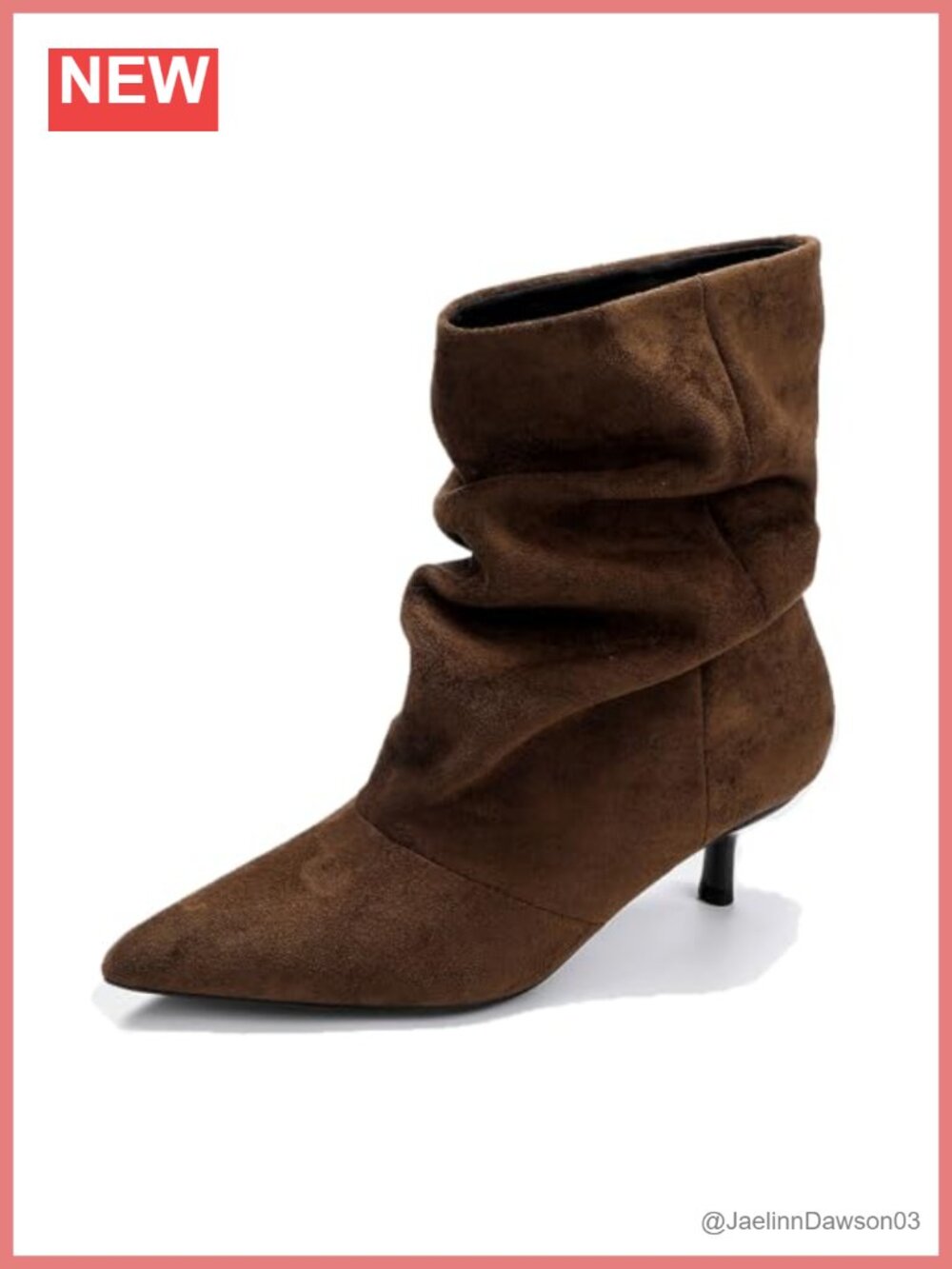 Women's Slouch Ankle Boots Pointed Toe Kitten Heel Pull On Suede Dress Boot